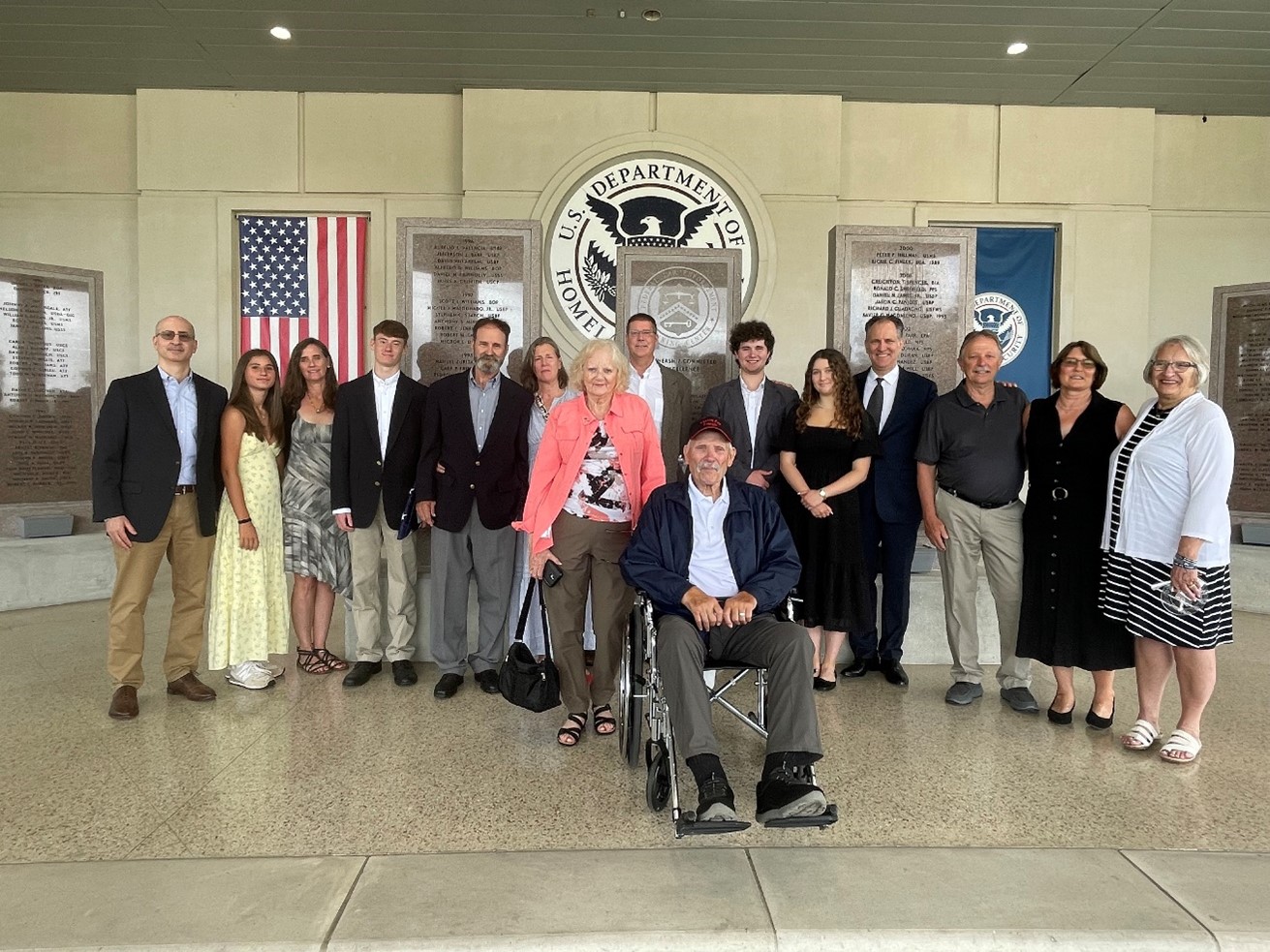 Former Director Charles F. Rinkevich’s family at the FLETC Graduates Memorial after attending the Celebration of Life for the Former FLETC Director, June 4, 2025, Glynco GA (Photo by Brian Jones/OPA)