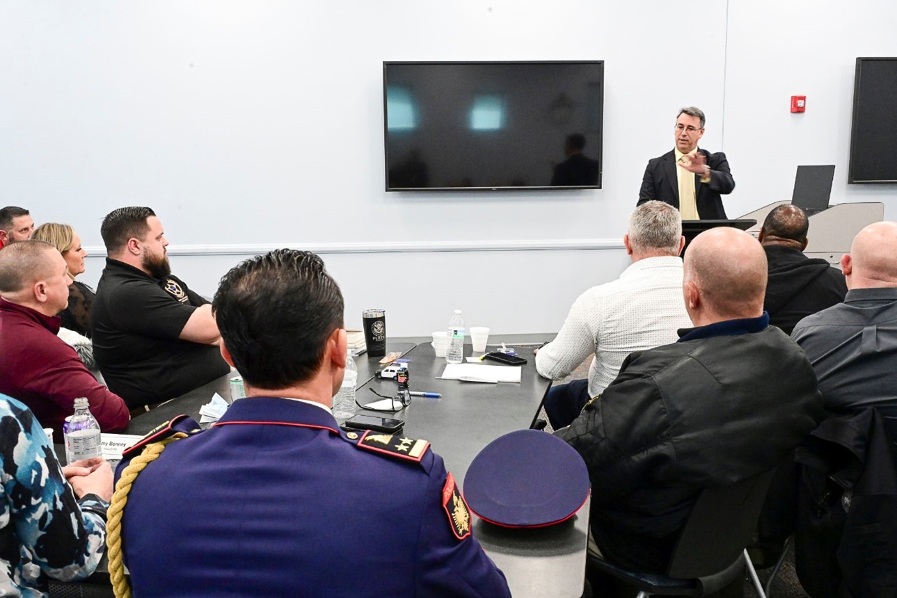 FLETC Deputy Director Paul E. Baker addresses the Department of Homeland Security Leadership Academy 21st Session prior to graduation at Glynco, GA, January 16, 2025. (Photo/ David S. Tucker, FLETC Photographer)